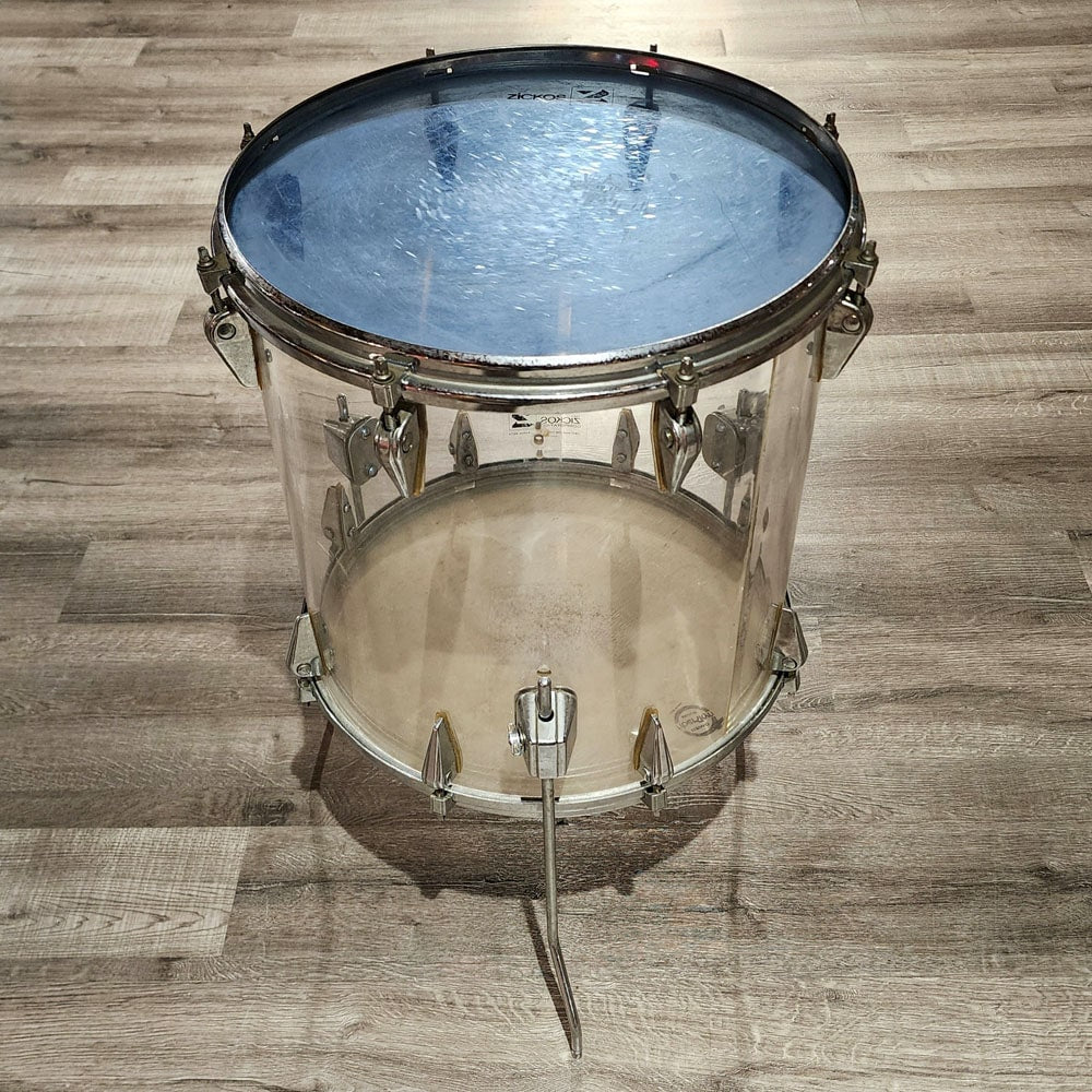 Used Vintage Zickos Clear Acrylic Floor Tom 16x16 - Drum Center Of Portsmouth