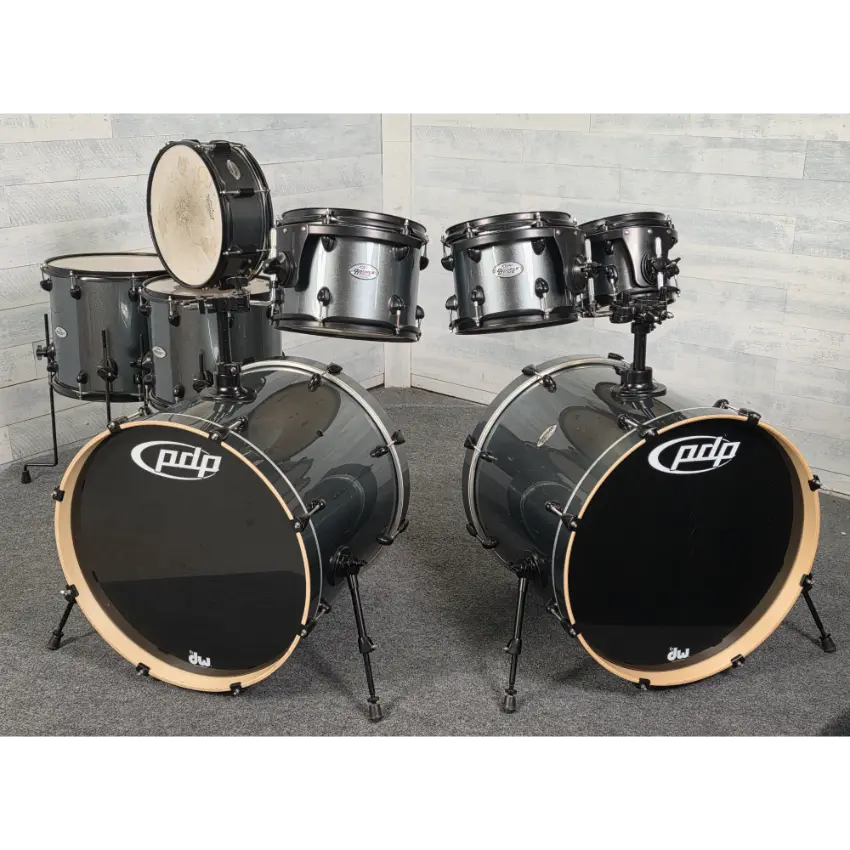 Used PDP Double Drive 7pc Drum Set Grey - Fair - Drum Center Of Portsmouth