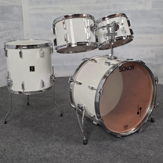 Used Sonor Phonic Centennial 4pc Drum Set White Wrap - Good - Drum Center Of Portsmouth