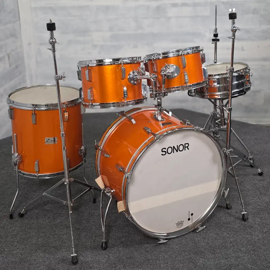 Used Vintage Sonor Champion 5pc Drum Set Metallic Orange w/Hardware - Very Good - Drum Center Of Portsmouth