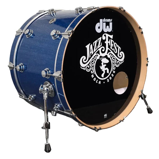 Used DW Collectors VLT 333 Maple Bass Drum 24x16 Blue Glass - Very Good - Drum Center Of Portsmouth