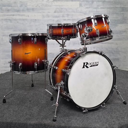 Used Rogers Powertone 4pc Drum Set Vintage Sunburst Lacquer - Very Good - Drum Center Of Portsmouth