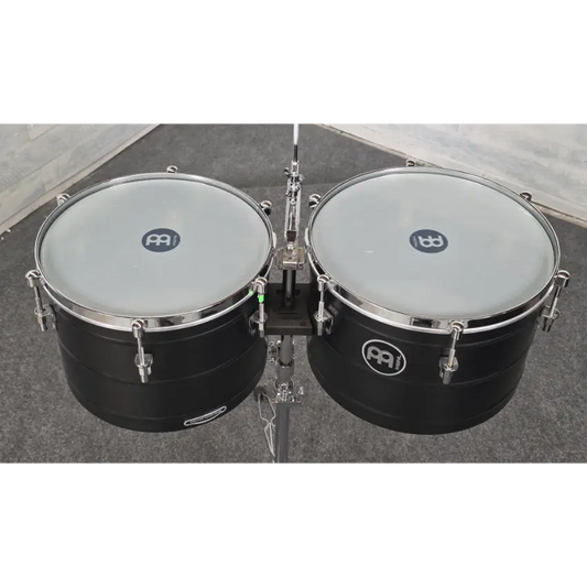 Used Meinl Marathon Steel Timbales 14 & 15 Deep Black Powder Coated - Very Good - Drum Center Of Portsmouth