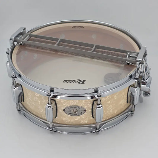 Used Rogers Dyna Sonic Reproduction 14x5 White Marine Pearl Reissue - Very Good - Drum Center Of Portsmouth
