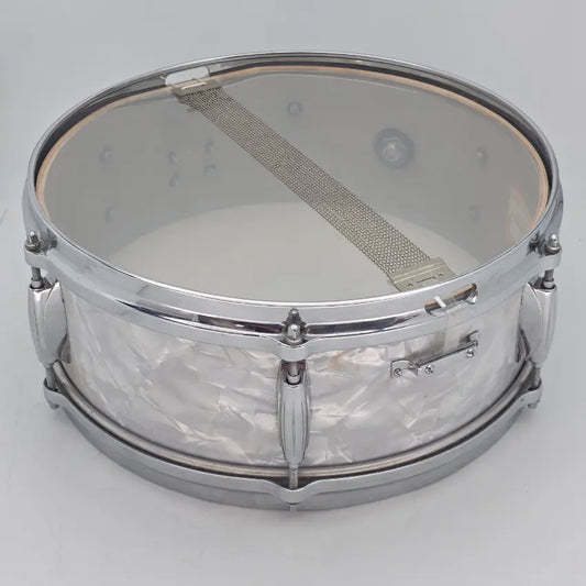 Used Vintage Gretsch Dixieland Snare Drum 14x5 White Marine Pearl - Good - Drum Center Of Portsmouth