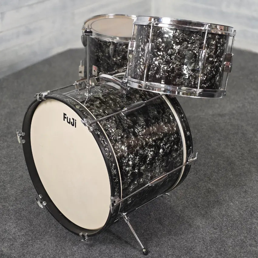 Used Fuji 4pc Drum Set Black Marine Pearl w/Black Jack FT - Good - Drum Center Of Portsmouth