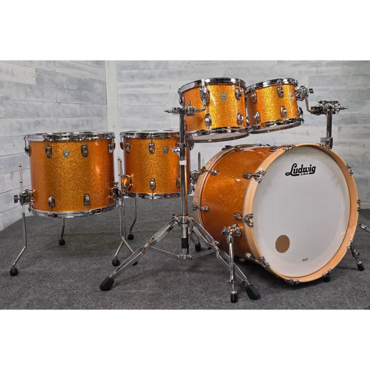 Used Ludwig Classic Maple 5pc Drum Set Gold Sparkle - Very Good - Drum Center Of Portsmouth