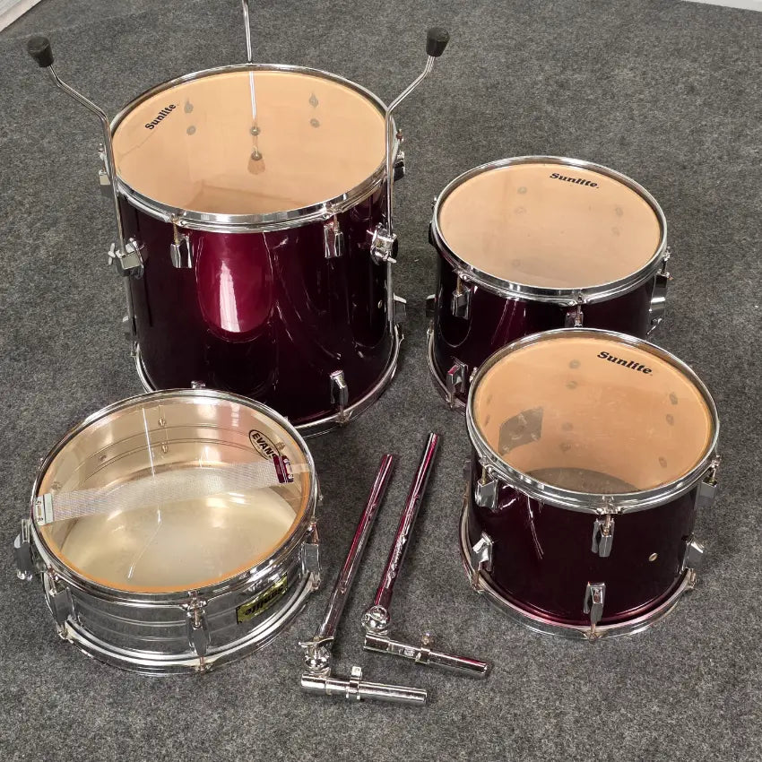 Used Sunlite 5pc Drum Set Red - Fair - Drum Center Of Portsmouth