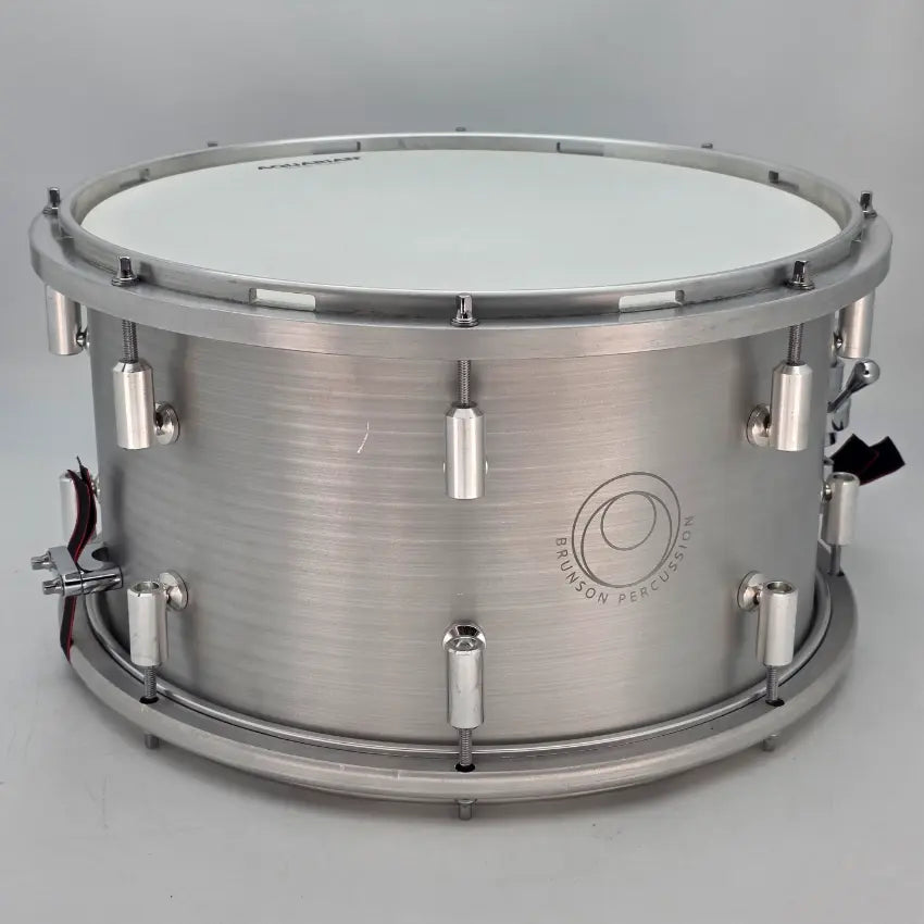 Used Brunson Percussion Silver Machina Aluminum Snare 14x8 - Good - Drum Center Of Portsmouth