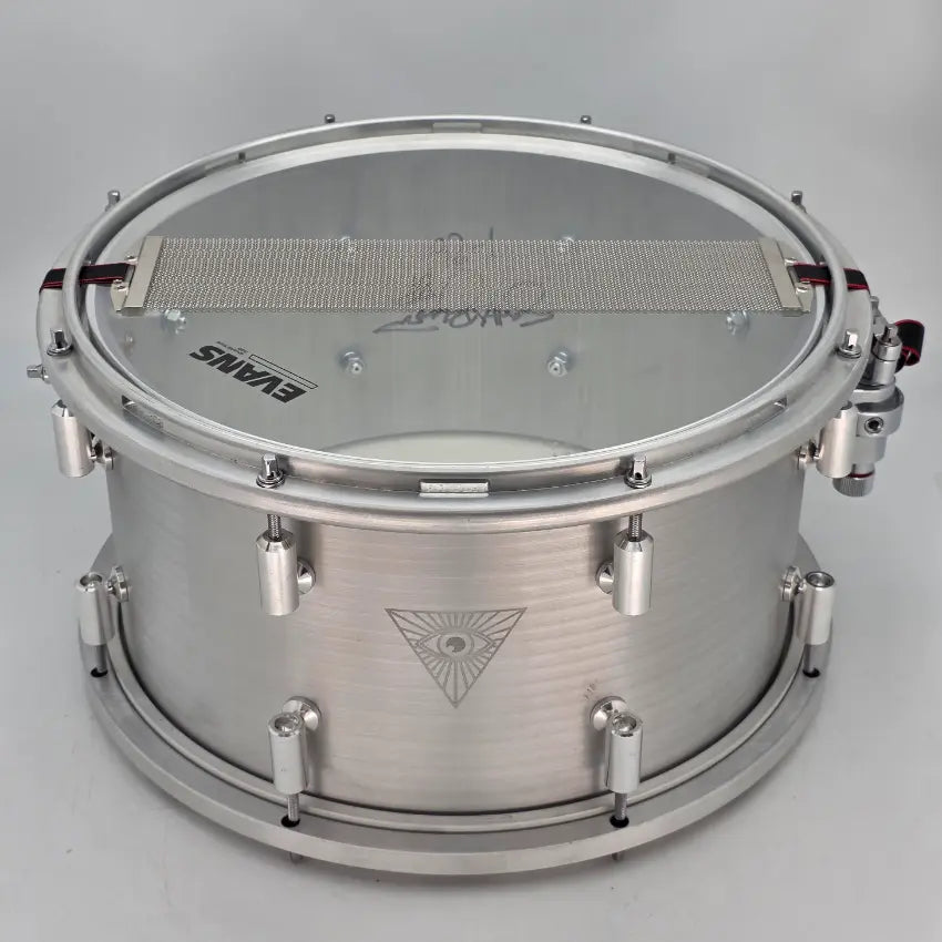 Used Brunson Percussion Silver Machina Aluminum Snare 14x8 - Good - Drum Center Of Portsmouth