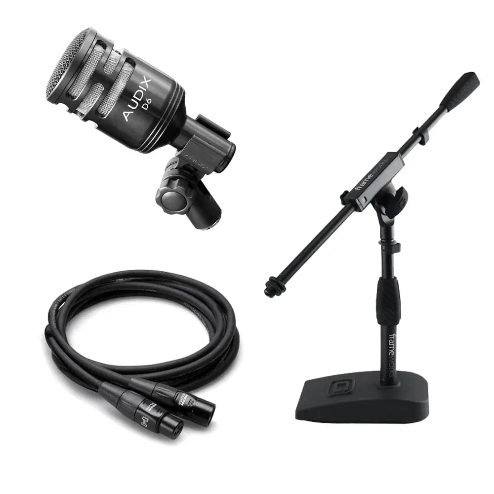 Audix D6 Bass Drum Mic/Stand/Cable Standard Bundle #2 - Drum Center Of Portsmouth