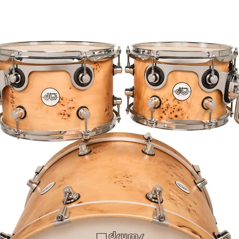 EMBARGOED - ACTIVATE OCT 13 - DW Design Limited Edition 4pc Drum Set Natural Mappa Burl - Drum Center Of Portsmouth