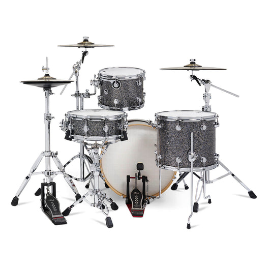DW DWe 4pc Complete Electronic/Acoustic Drum Set Black Galaxy