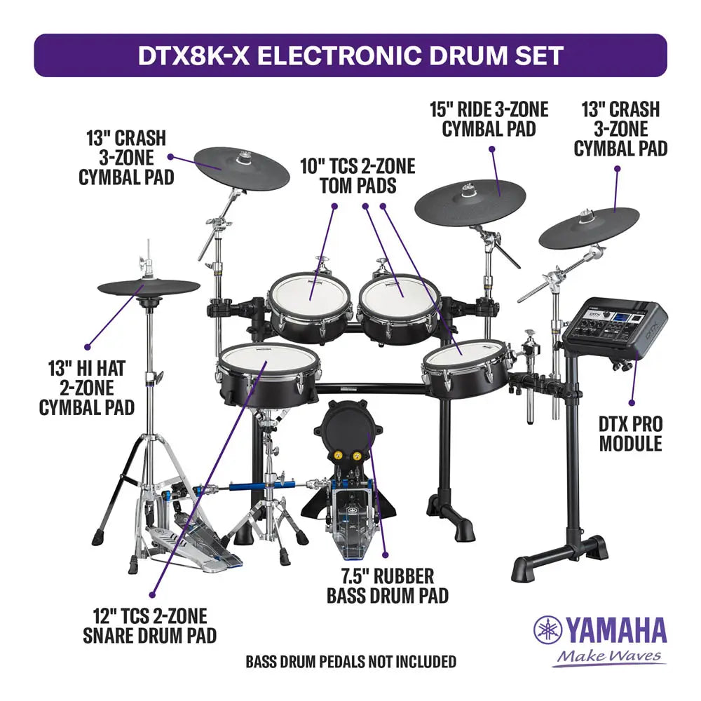 Yamaha DTX8K-X BF Electronic Drum Set Black Forest - Drum Center Of Portsmouth