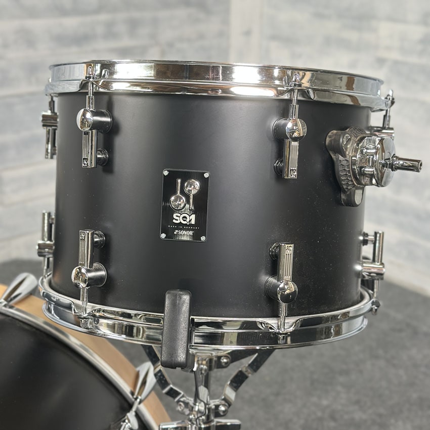 Used Sonor SQ1 3pc Drum Set 24/13/16 GT Black w/ Natural BD Hoops - Good - Drum Center Of Portsmouth
