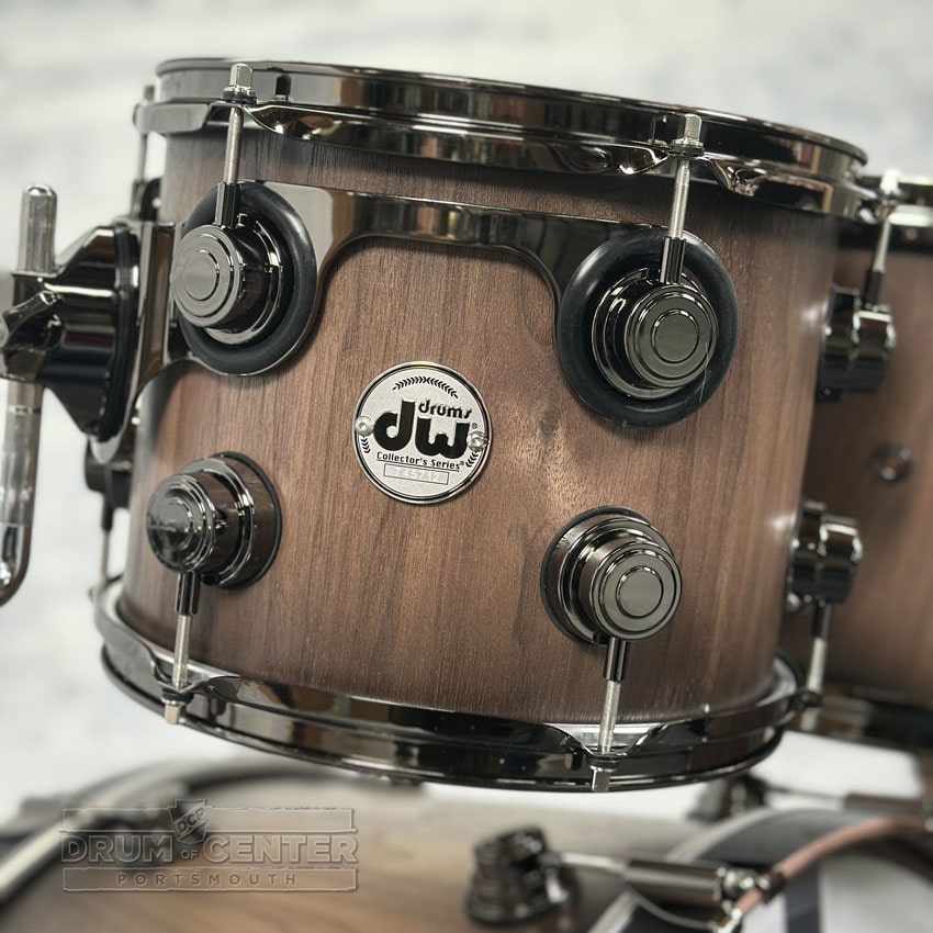 DW Collectors Pure Walnut 4pc Drum Set Natural to Quick Ebony Burst w/Bk Hw - Drum Center Of Portsmouth