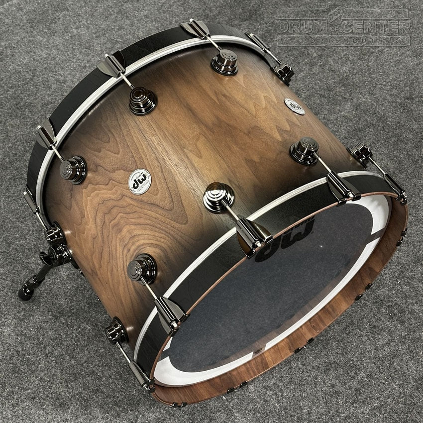 DW Collectors Pure Walnut 4pc Drum Set Natural to Quick Ebony Burst w/Bk Hw - Drum Center Of Portsmouth