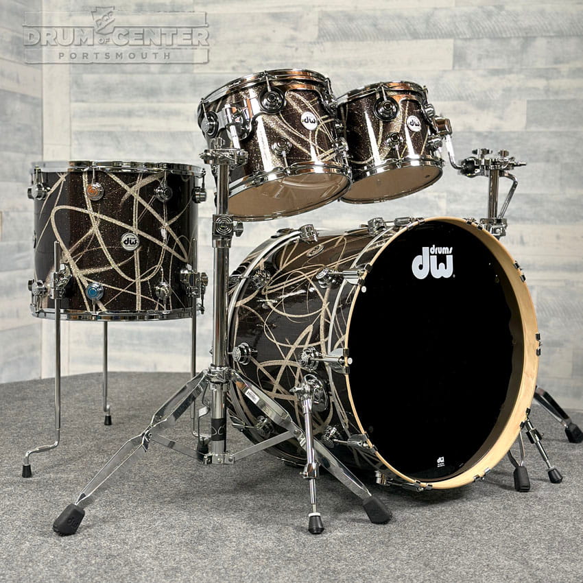 DW Collectors VLT 333 Maple 4pc Drum Set Smoke Glass Contrails - Drum Center Of Portsmouth