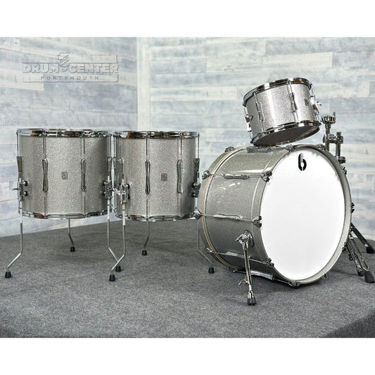 British Drum Company Lounge 4pc Rock Drum Set Sheffield Silver DEMO MODEL - Drum Center Of Portsmouth