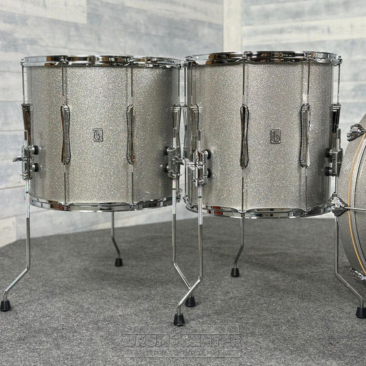 British Drum Company Lounge 4pc Rock Drum Set Sheffield Silver DEMO MODEL - Drum Center Of Portsmouth