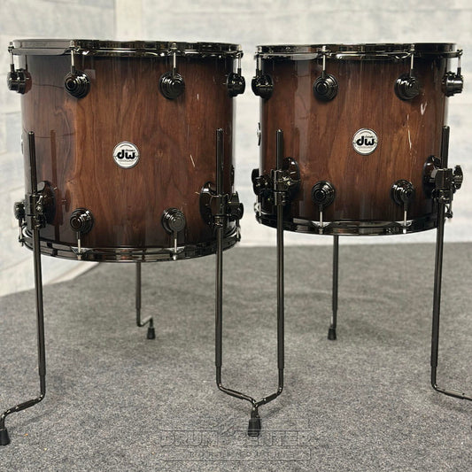 DW Collectors Pure Walnut 6pc Drum Set Natural to Quick Ebony Burst - Drum Center Of Portsmouth