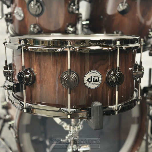 DW Collectors Pure Walnut 6pc Drum Set Natural to Quick Ebony Burst - Drum Center Of Portsmouth