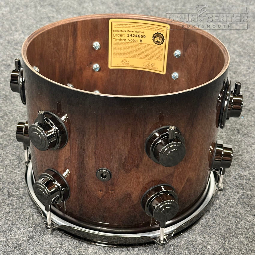 DW Collectors Pure Walnut 6pc Drum Set Natural to Quick Ebony Burst - Drum Center Of Portsmouth