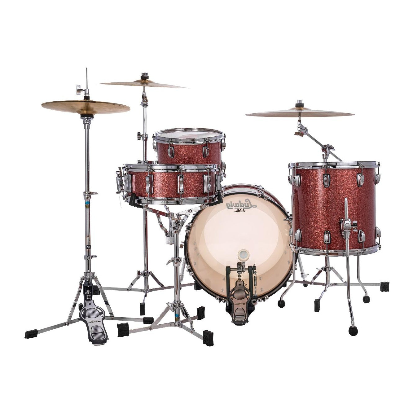 Ludwig Classic Maple 3pc Downbeat Drum Set Hybrid Copper Sparkle - Drum Center Of Portsmouth