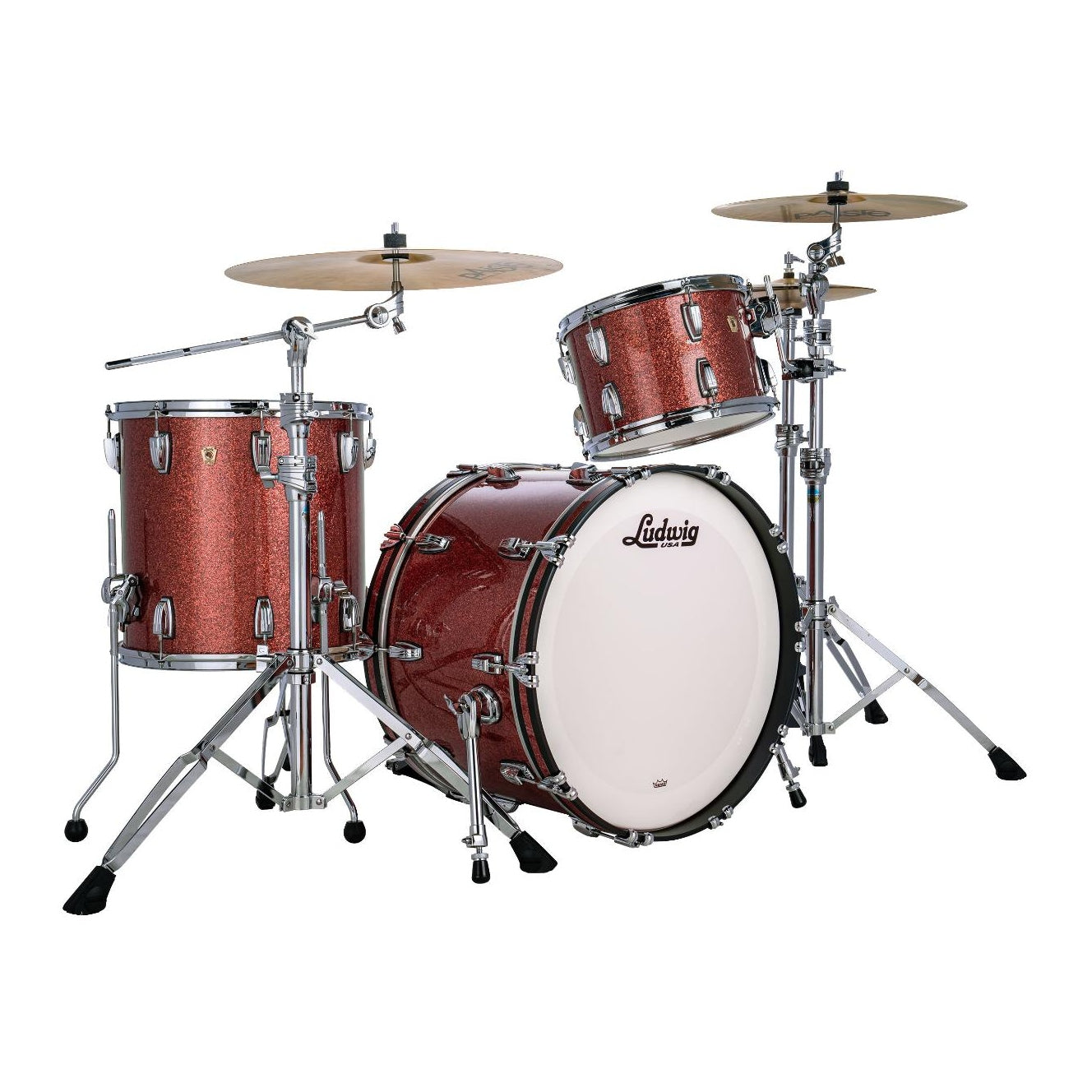 Ludwig Classic Maple 3pc Fab Drum Set Hybrid Copper Sparkle - Drum Center Of Portsmouth