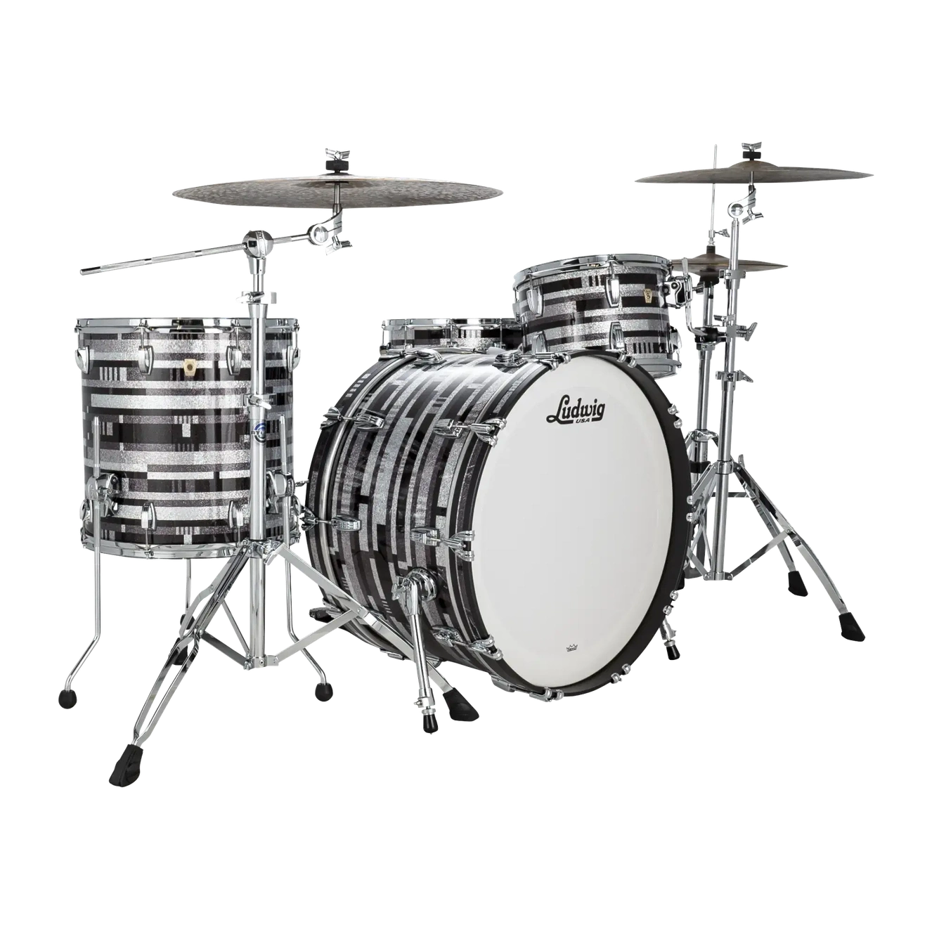 Ludwig Classic Maple 3pc Pro Beat Drum Set Digital Black Sparkle - Drum Center Of Portsmouth