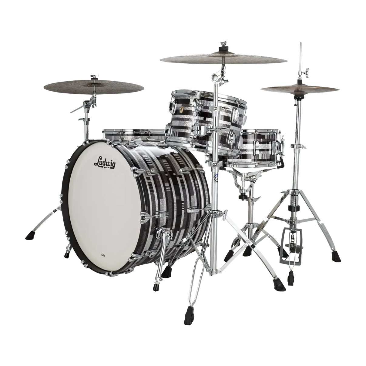 Ludwig Classic Maple 3pc Pro Beat Drum Set Digital Black Sparkle - Drum Center Of Portsmouth