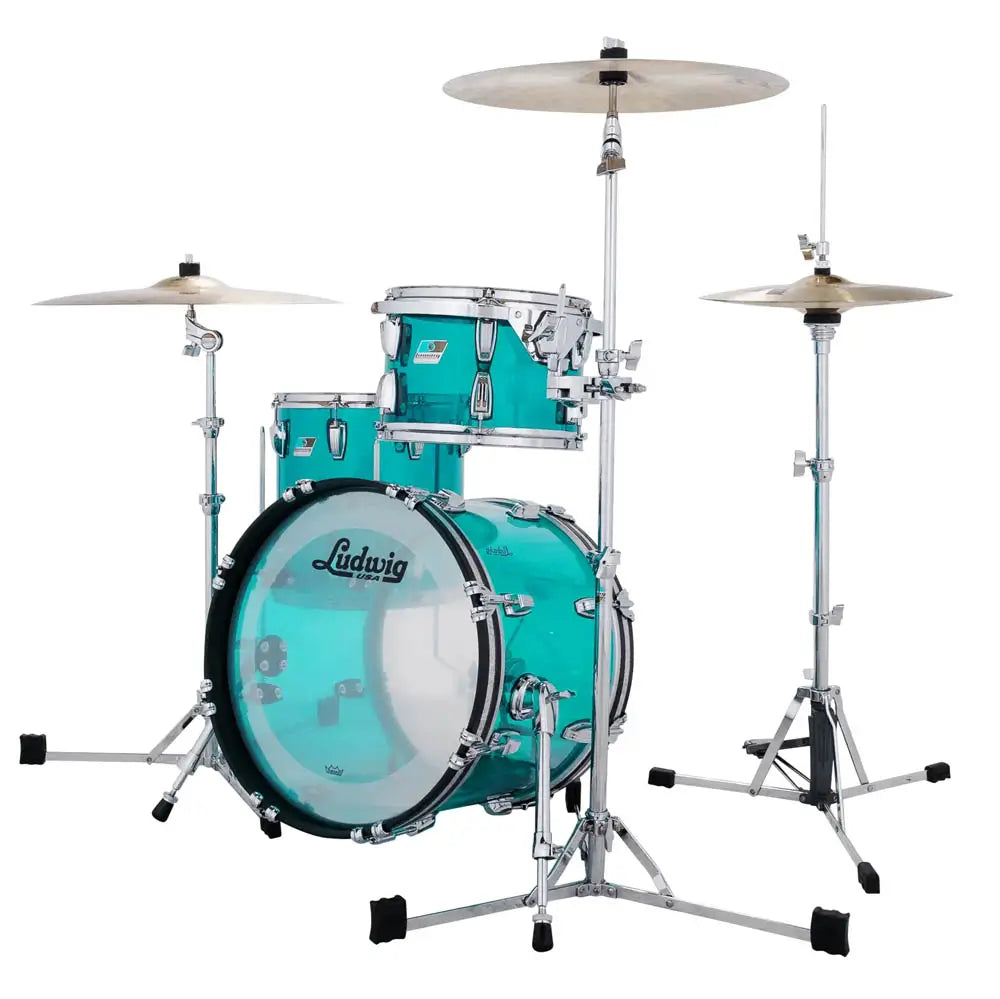 EMBARGOED - ACTIVATE OCT 1 - Ludwig Vistalite 3pc Jazzette Drum Set Teal - Drum Center Of Portsmouth