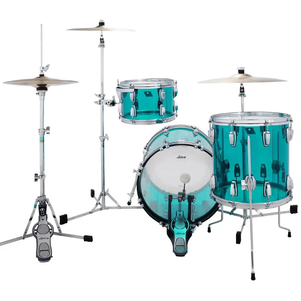 EMBARGOED - ACTIVATE OCT 1 - Ludwig Vistalite 3pc Jazzette Drum Set Teal - Drum Center Of Portsmouth