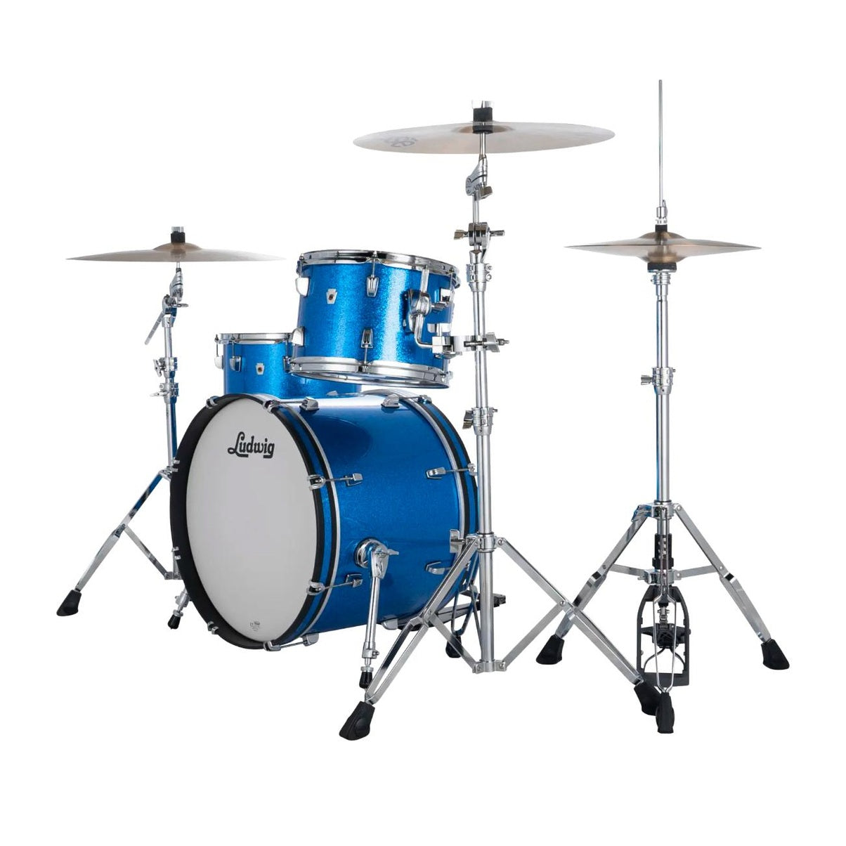 Ludwig Neusonic 3pc Downbeat Drum Set Blue Super Sparkle - Drum Center Of Portsmouth