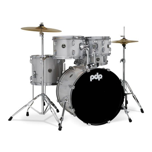 PDP Centerstage 5pc Complete Drum Set Diamond White Sparkle w/Hw & Cymbals - Drum Center Of Portsmouth