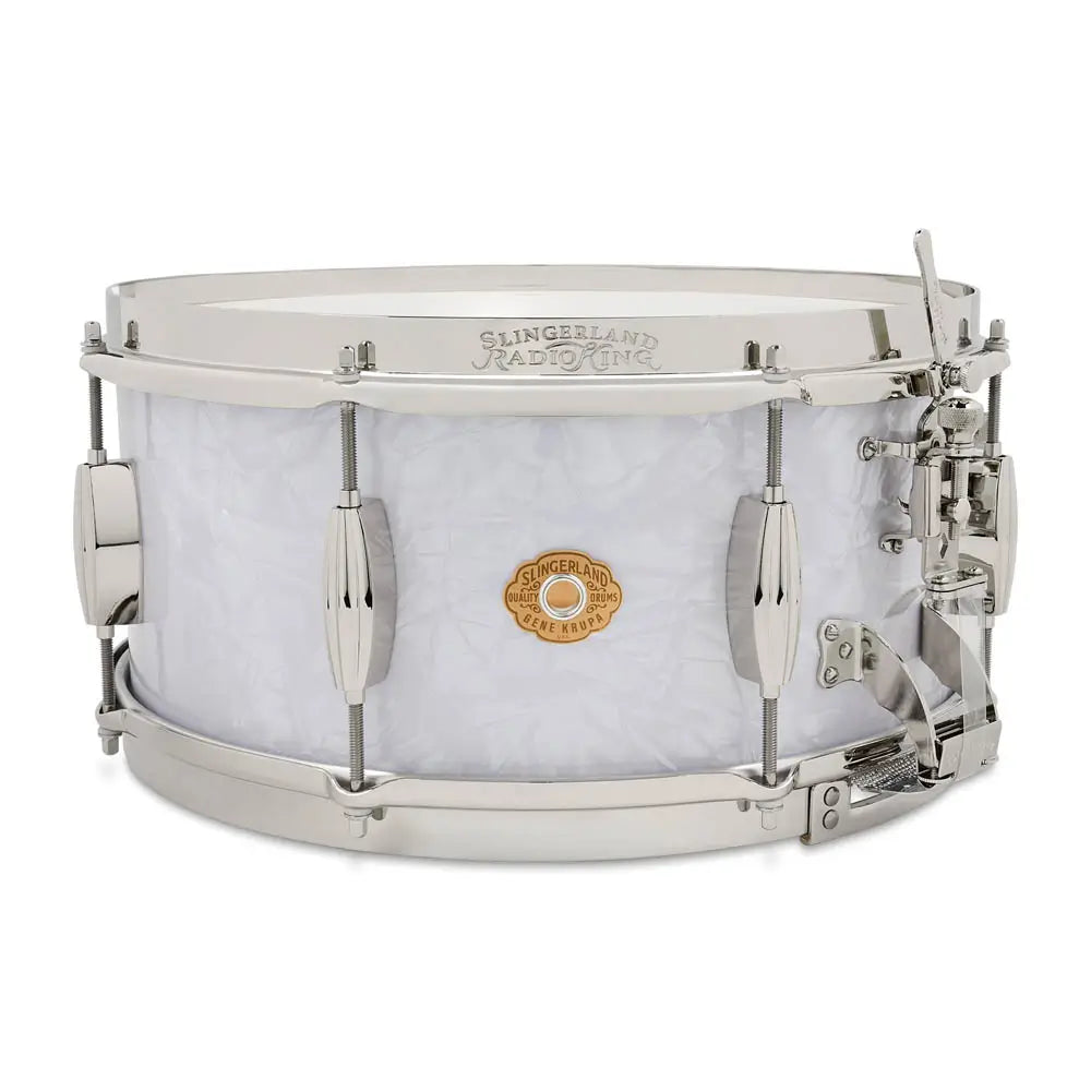Slingerland Limited Gene Krupa Radio King Snare Drum 14x6.5 White Marine Pearl - Drum Center of Portsmouth