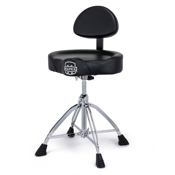 Mapex T875 Throne Double Braced 4-Leg Black Leather Saddle Top w/Backrest