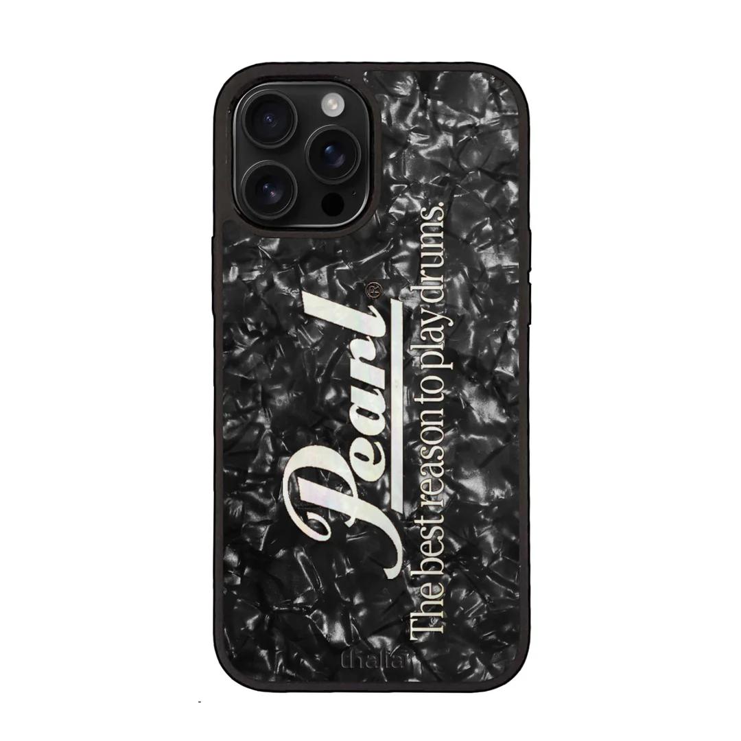 Thalia Pearl Logo Case for iPhone 15 Pro | Vertical Logo, Black Diamond