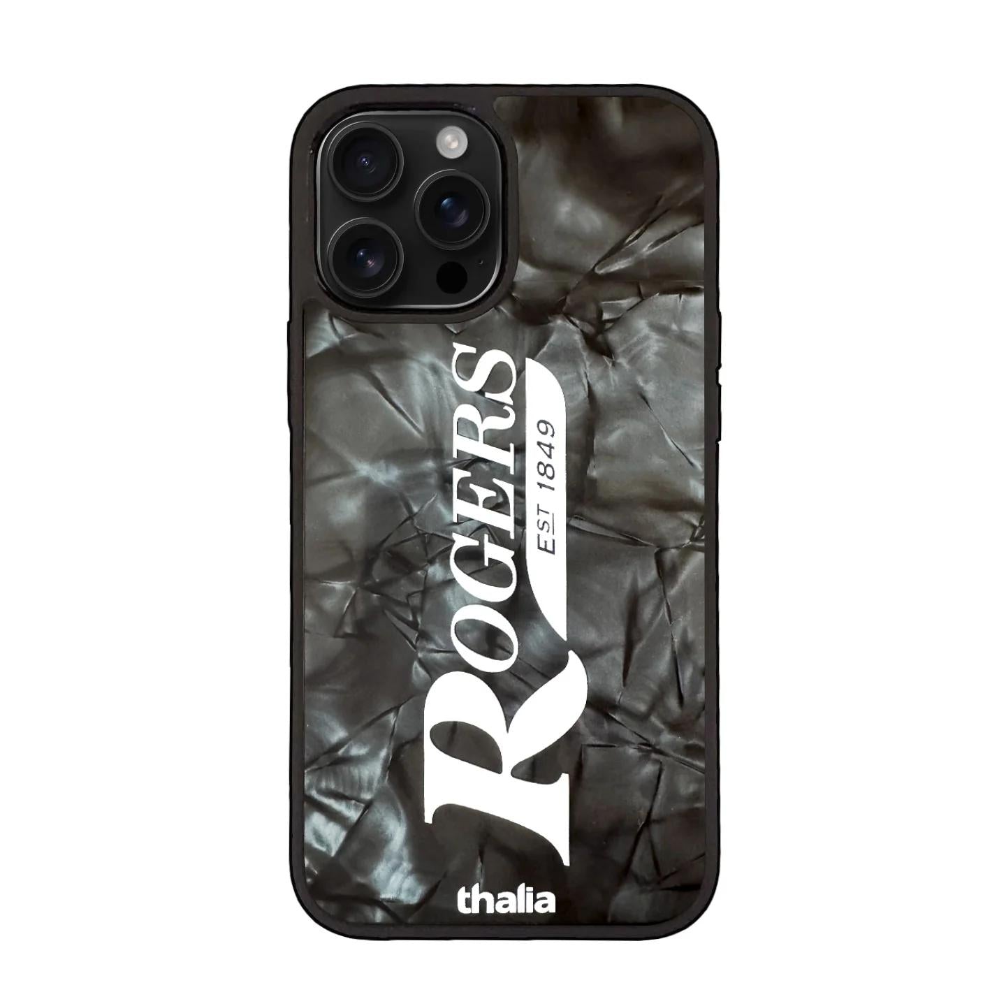 Thalia Rogers Logo Case for iPhone 15 Pro Max | Vertical Logo, Black Diamond
