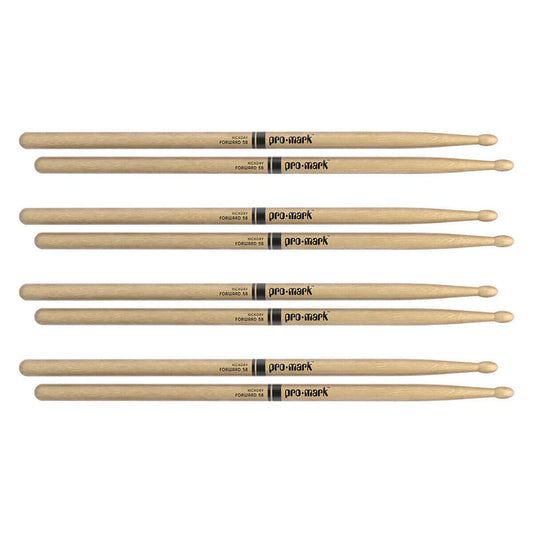 Promark Hickory 5B Wood Tip Drumstick - 4 Pair Bundle