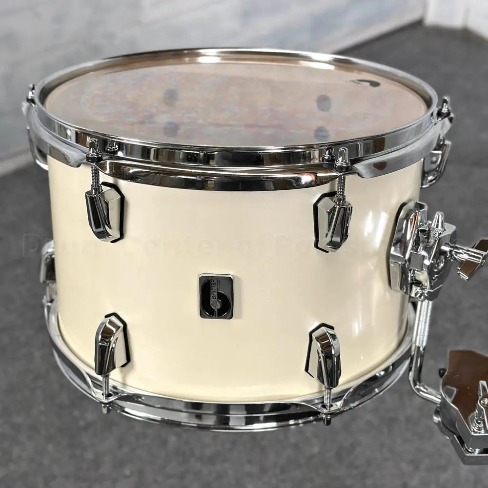 British Drum Company Enigma 4pc Drum Set 22/12/14/16 Satin Olde English White