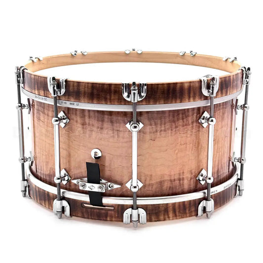 Craviotto Heirloom Figured Curly Maple Snare Drum 14x6.5 Burnt Burst w/Maple Hoops - Drum Center Of Portsmouth