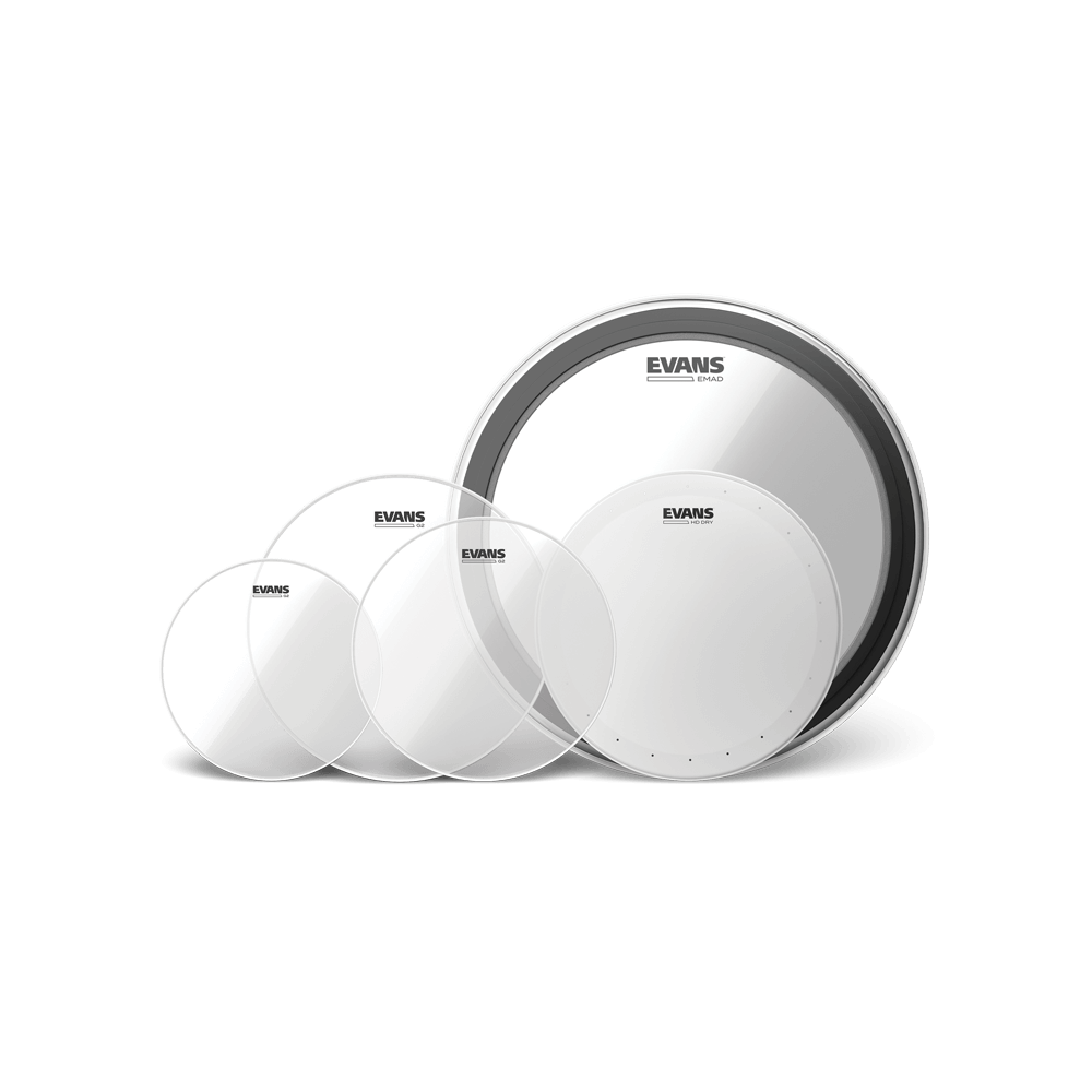 Evans Drumhead Upgrade Pack: G2 Clear 10/12/14/16, HD Dry 14", EMAD Clear 22" - Drum Center Of Portsmouth