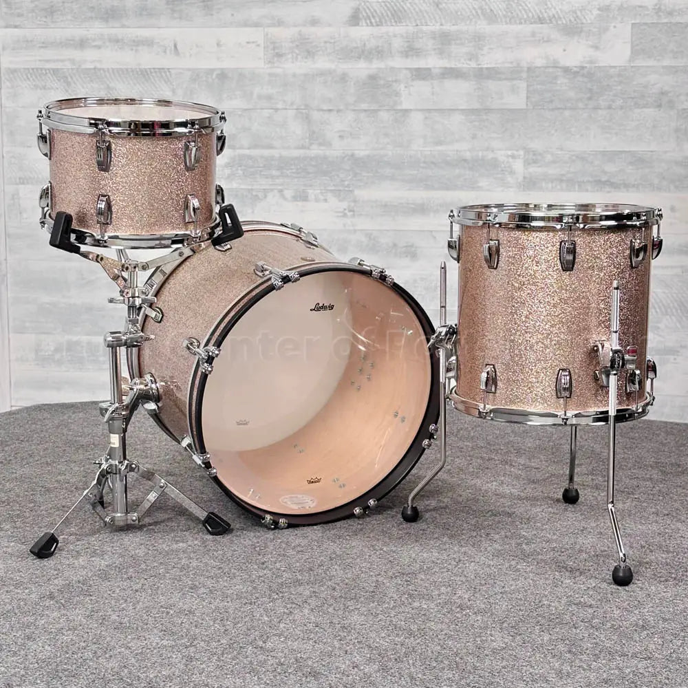 EMBARGOED - ACTIVATE OCT 8 - Ludwig Classic Maple 3pc Downbeat Drum Set Champagne Sparkle - Drum Center Of Portsmouth