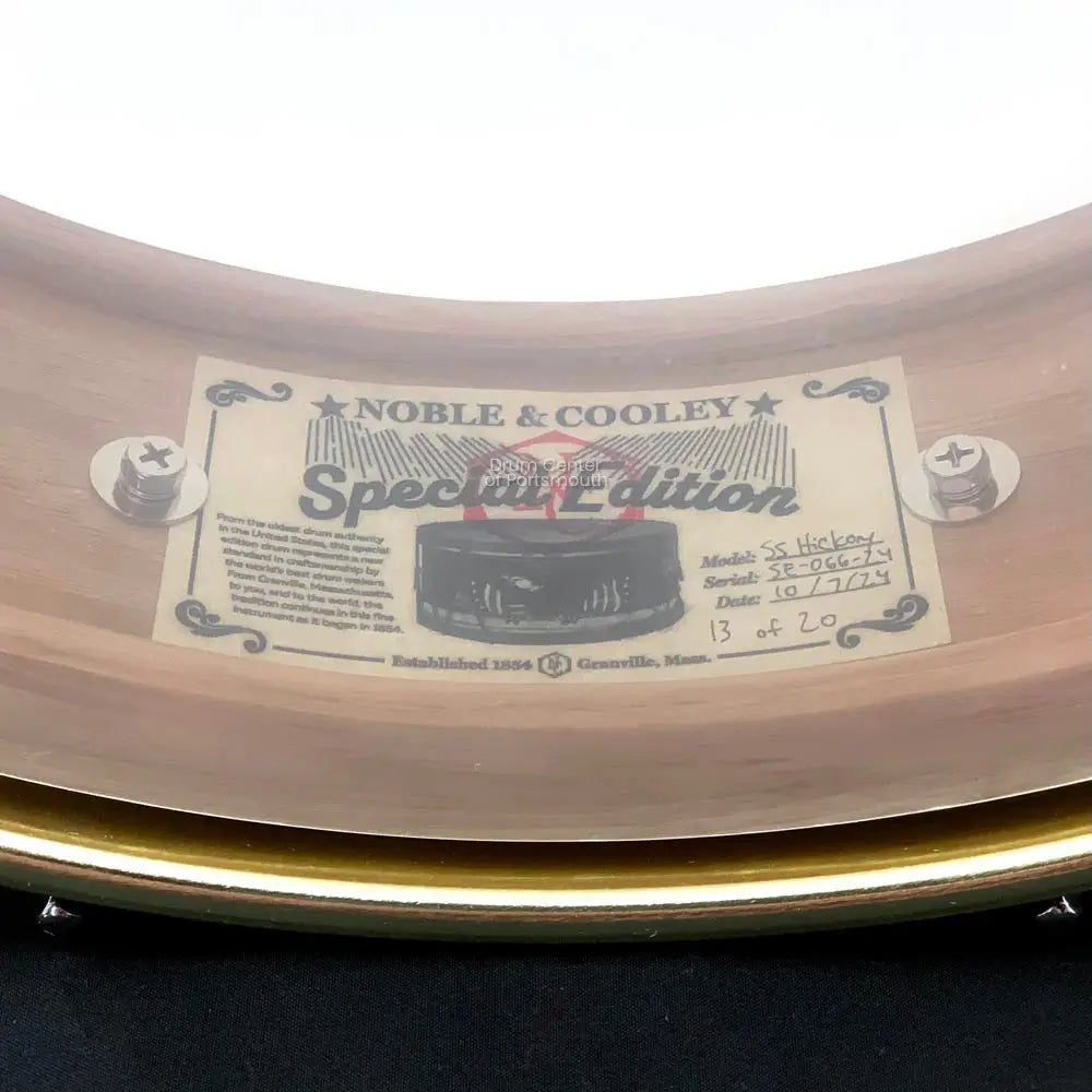 Noble & Cooley Solid Shell Classic Limited Edition Hickory Snare Drum 14x3.875 - Drum Center Of Portsmouth