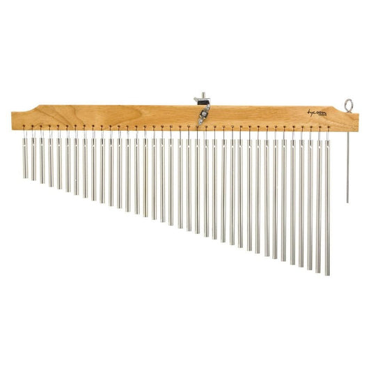 Tycoon Percussion 36 Chrome Chimes With Natural Finish Wood Bar