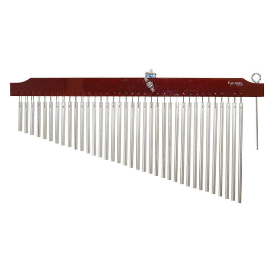 Tycoon Percussion 36 Chrome Chimes With Brown Finish Wood Bar