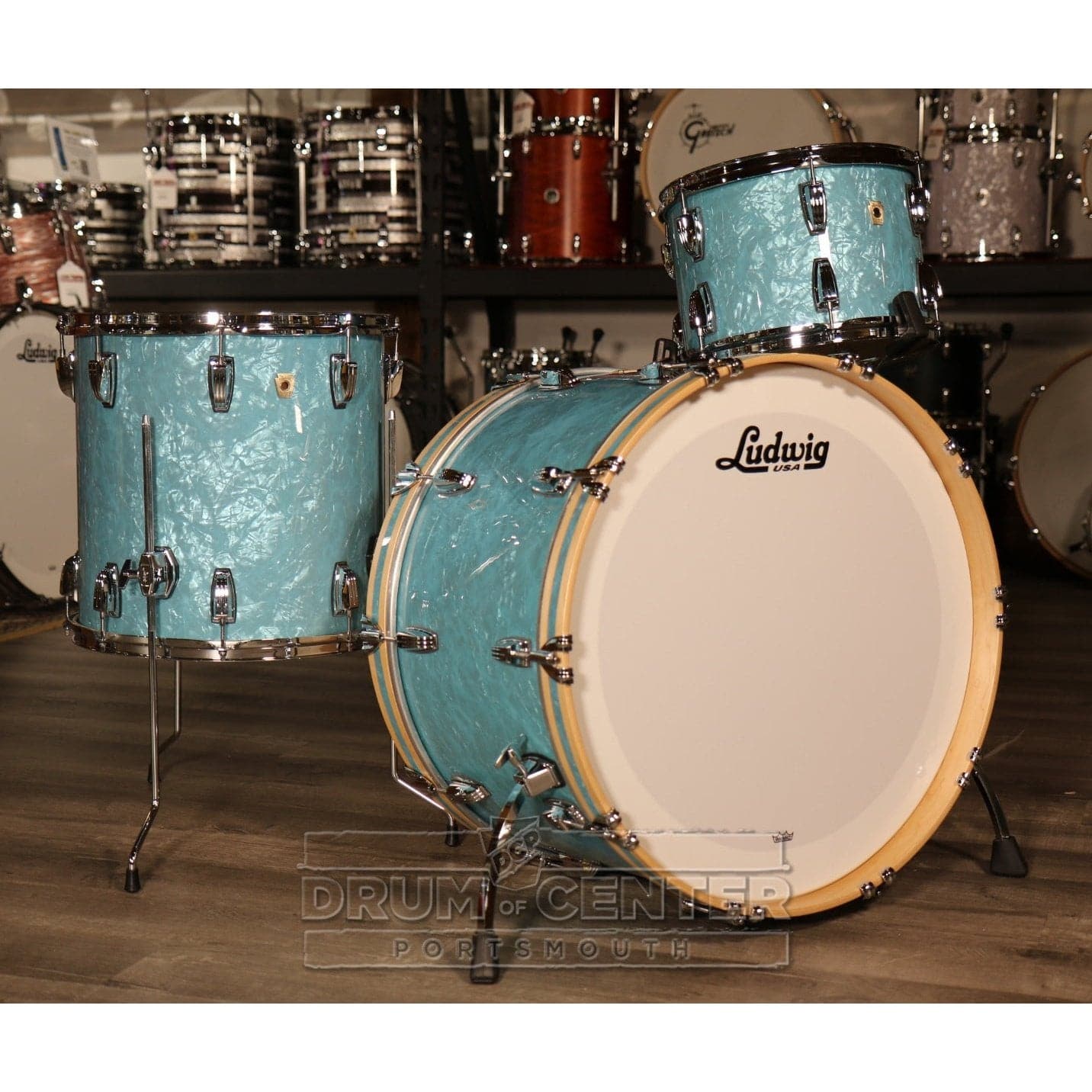 Ludwig Classic Maple 3pc Drum Set 24/13/16 Glacier Blue