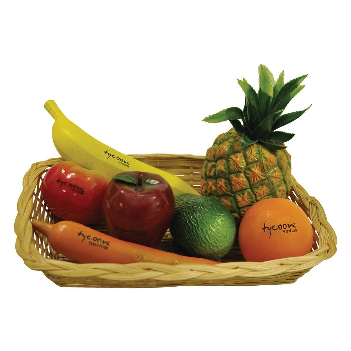 Tycoon Percussion Fruit Shaker Set In Rattan Basket
