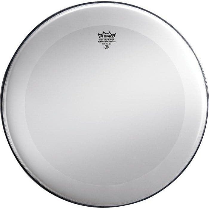 Remo Smooth White Powerstroke 3 20 Inch Bass Drum Head : White Dot Top Side